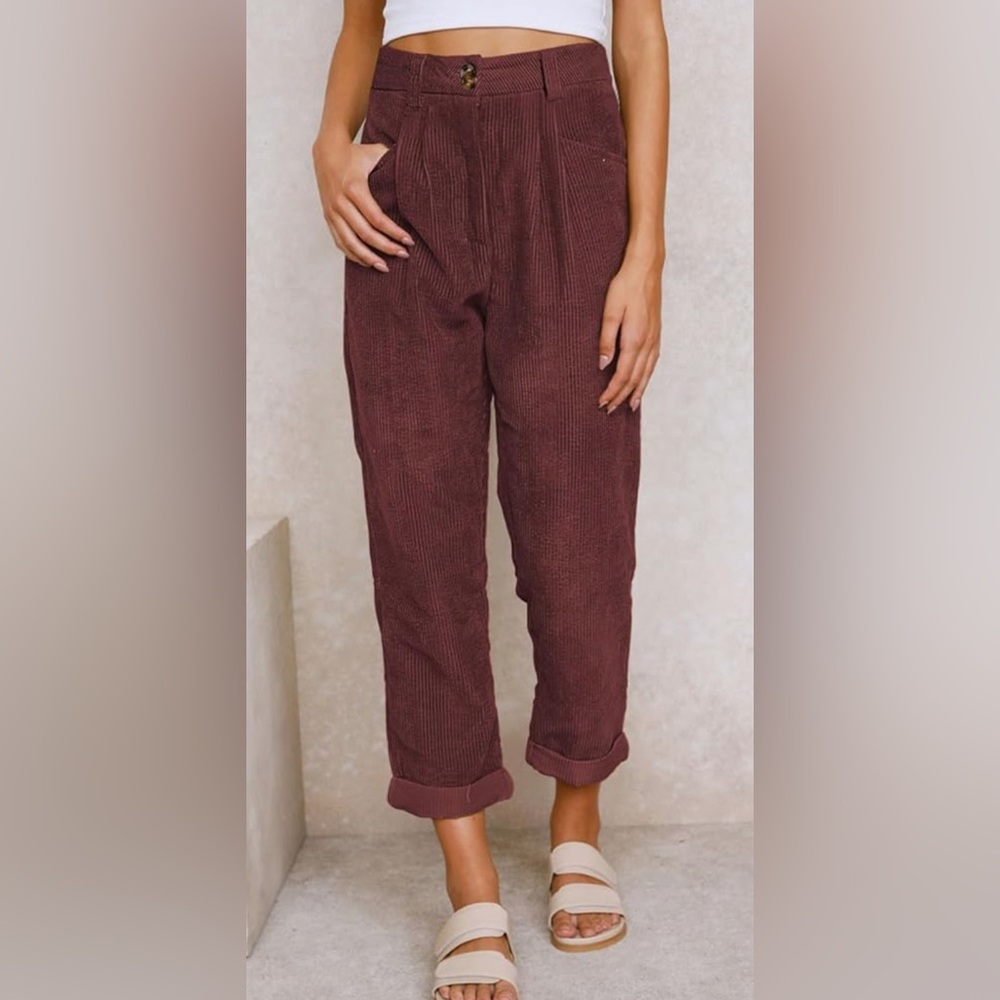 🍂 Straight Leg Corduroy Pants- Elastic Waist
